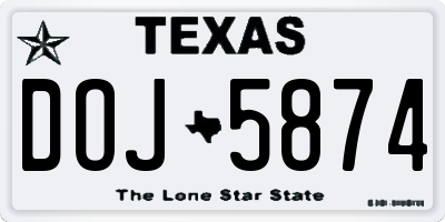 TX license plate DOJ5874