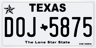 TX license plate DOJ5875