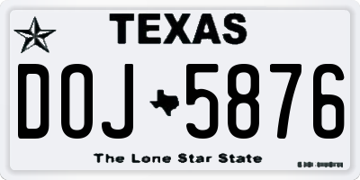 TX license plate DOJ5876