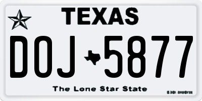 TX license plate DOJ5877