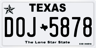 TX license plate DOJ5878