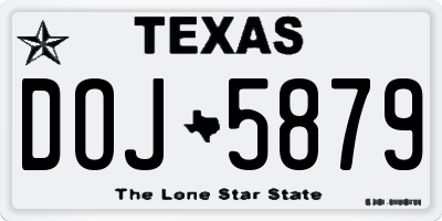 TX license plate DOJ5879