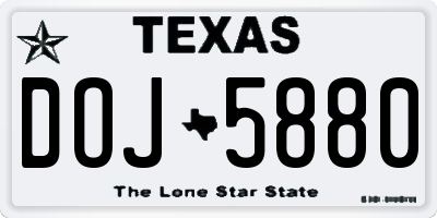 TX license plate DOJ5880