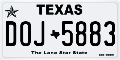 TX license plate DOJ5883