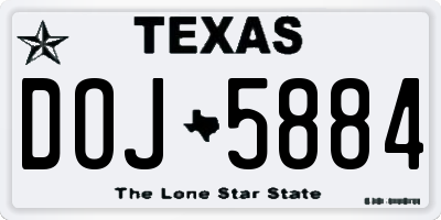 TX license plate DOJ5884
