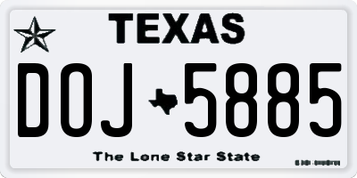 TX license plate DOJ5885