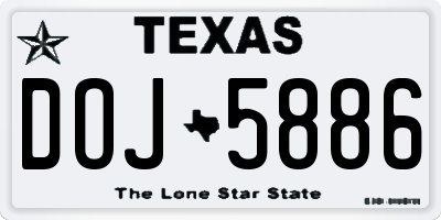 TX license plate DOJ5886