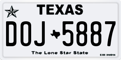 TX license plate DOJ5887