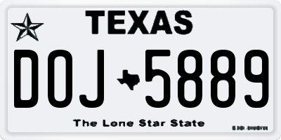 TX license plate DOJ5889