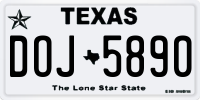 TX license plate DOJ5890