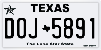 TX license plate DOJ5891