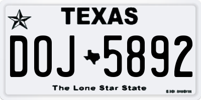 TX license plate DOJ5892