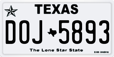 TX license plate DOJ5893