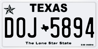 TX license plate DOJ5894