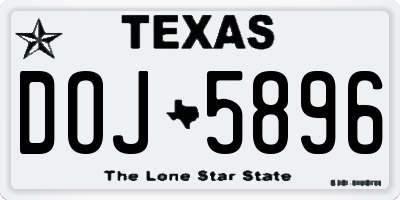 TX license plate DOJ5896