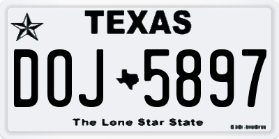 TX license plate DOJ5897