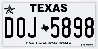TX license plate DOJ5898
