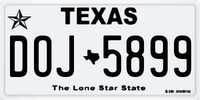TX license plate DOJ5899