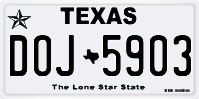 TX license plate DOJ5903