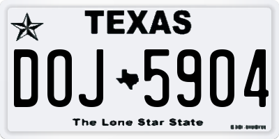 TX license plate DOJ5904