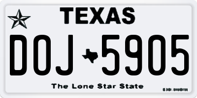 TX license plate DOJ5905