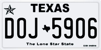 TX license plate DOJ5906