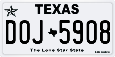 TX license plate DOJ5908