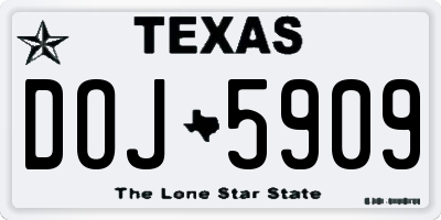 TX license plate DOJ5909