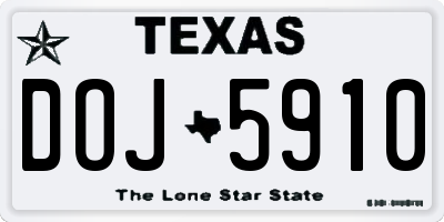 TX license plate DOJ5910