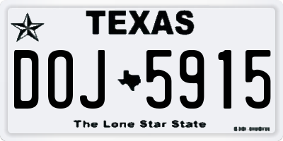 TX license plate DOJ5915