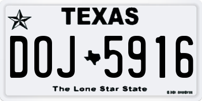 TX license plate DOJ5916