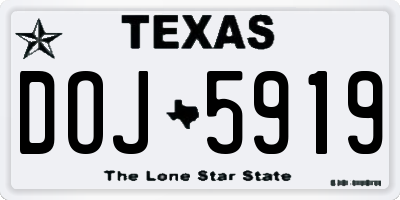 TX license plate DOJ5919