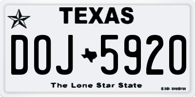 TX license plate DOJ5920