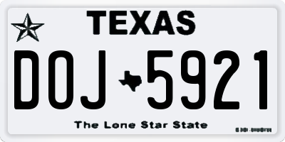 TX license plate DOJ5921