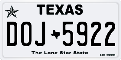 TX license plate DOJ5922