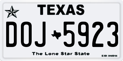 TX license plate DOJ5923