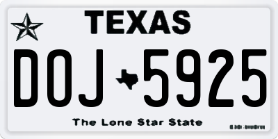 TX license plate DOJ5925
