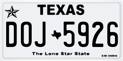 TX license plate DOJ5926