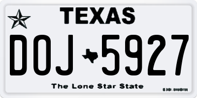 TX license plate DOJ5927