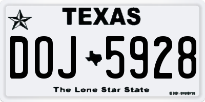 TX license plate DOJ5928