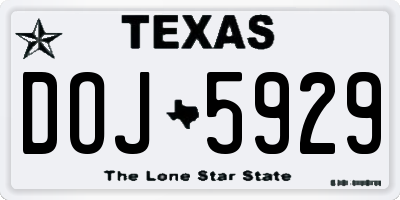 TX license plate DOJ5929