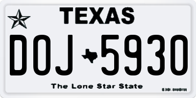 TX license plate DOJ5930
