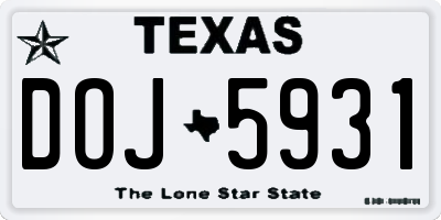 TX license plate DOJ5931