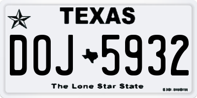 TX license plate DOJ5932