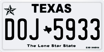 TX license plate DOJ5933