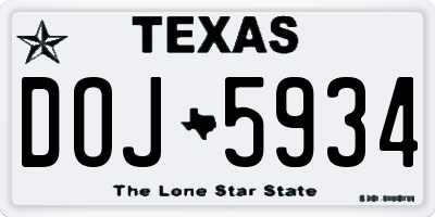 TX license plate DOJ5934