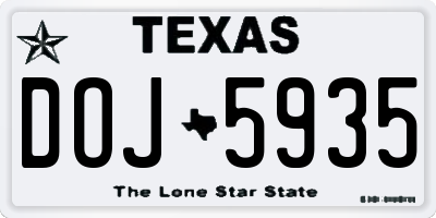 TX license plate DOJ5935