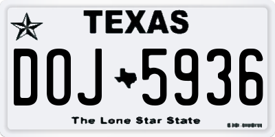 TX license plate DOJ5936