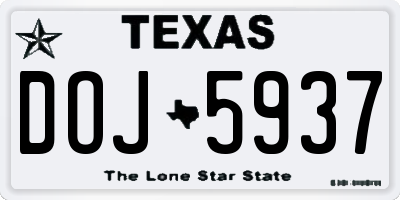 TX license plate DOJ5937
