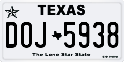 TX license plate DOJ5938